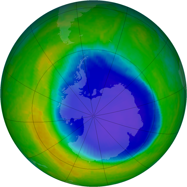 Antarctic ozone map for 13 November 2001